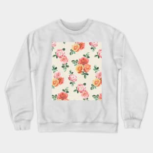 Retro Peach and Pink Roses Crewneck Sweatshirt